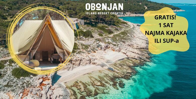 Obonjan Island Resort 4* – 2 do 7 noćenja S POLUPANSIONOM za do 4 osobe u elegantnom šatoru uz GRATIS 1h najam kajaka ili SUP-a i transfer brodom do Šibenika